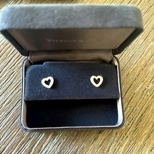 Tiffany  earrings.  Heart ❤️ shape 18k white gold and diamond 💎